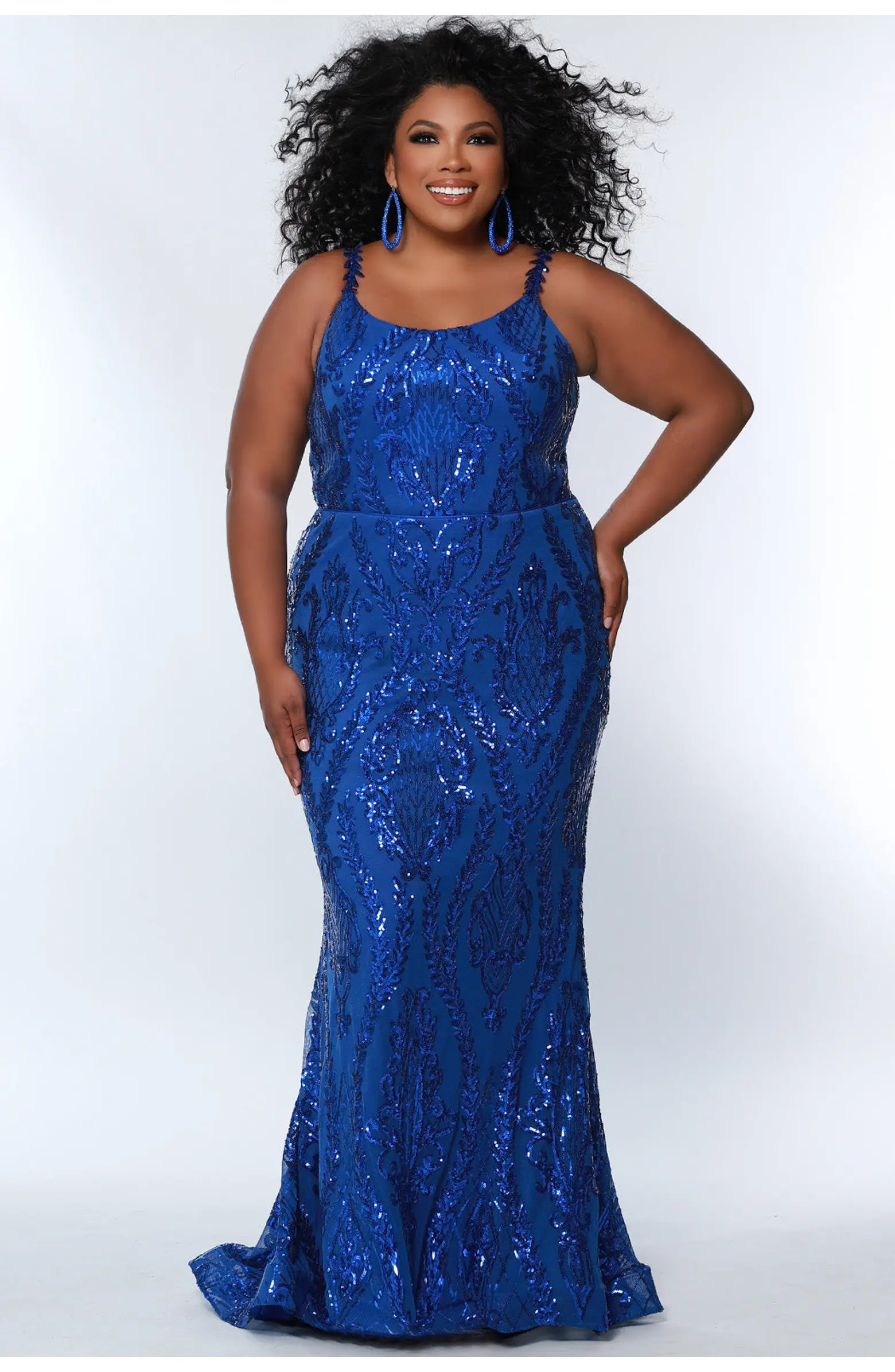 Sydney's Closet Plus Size Scoop Neck Fitted Sequin Evening Gown | Nordstrom | Nordstrom