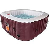 #WEJOY 2-3 Person Inflatable Square Hot Tub 61X61X26 Inch Air Jet Spa Portable Outdoor Heated Hot Tub Spa 120 Bubble Jets, Wine (154) | Amazon (US)