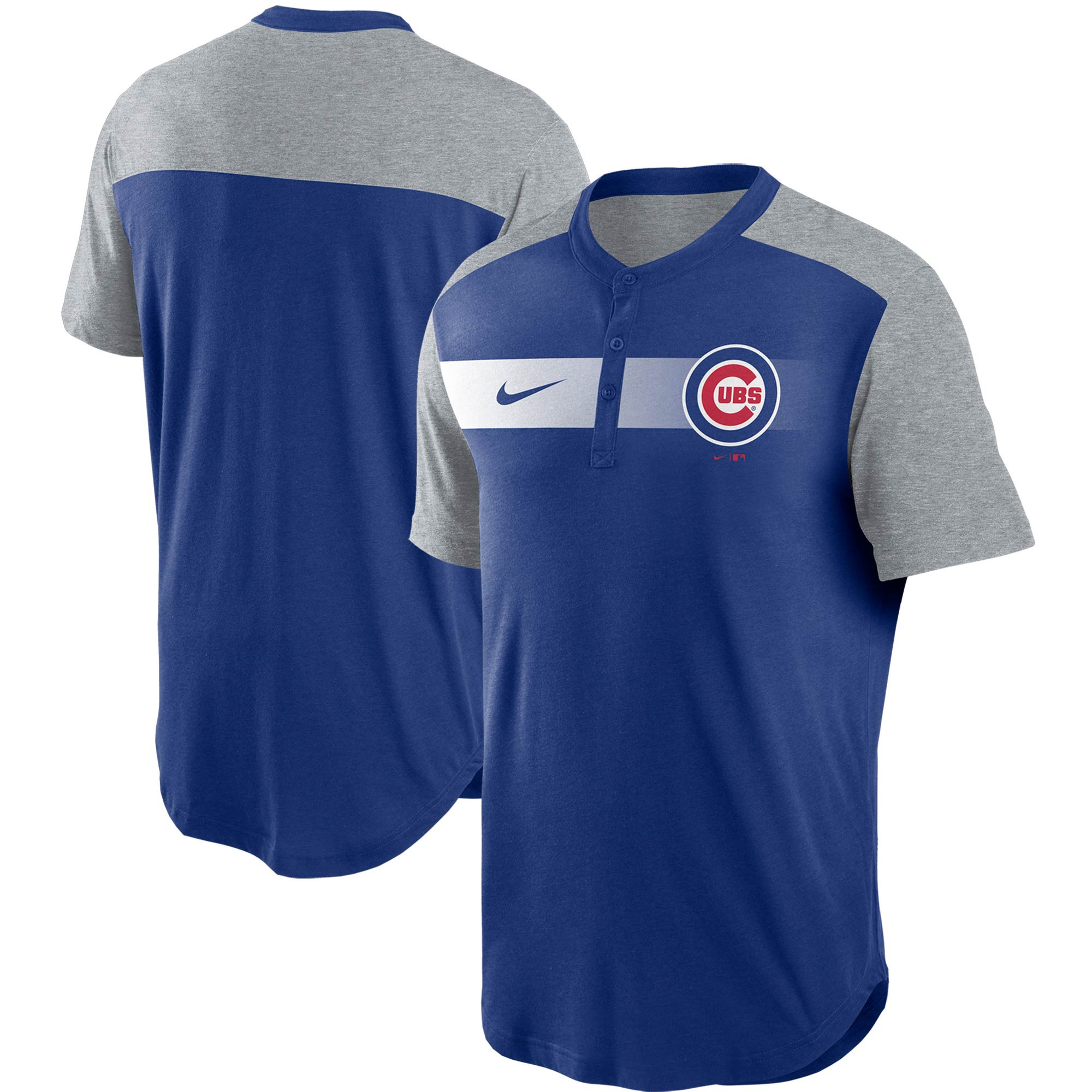 Chicago Cubs Nike Fade Performance Tri-Blend Henley T-Shirt - Royal | Fanatics