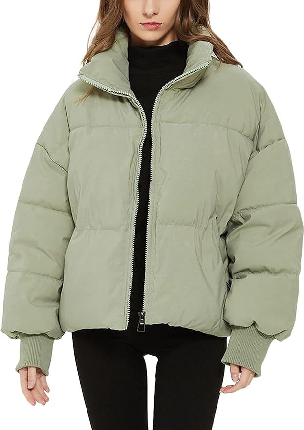 Yimoon Women's Winter Cropped Puffer Jacket Crop Warm Cotton Jacket Baggy Short Padded Outerwear ... | Amazon (US)