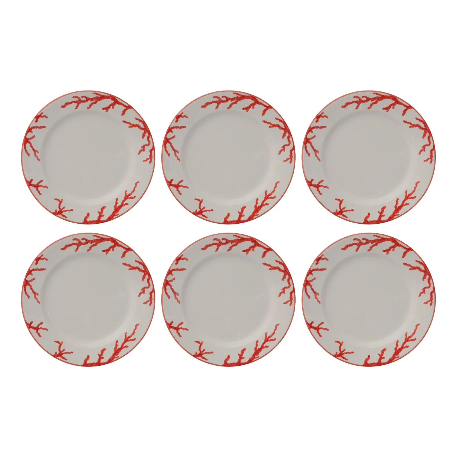 Coral Dinner Plates from Este Ceramiche, Set of 6 | Chairish