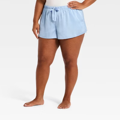 Women's Satin Pajama Shorts - Auden™ Blue 1X | Target