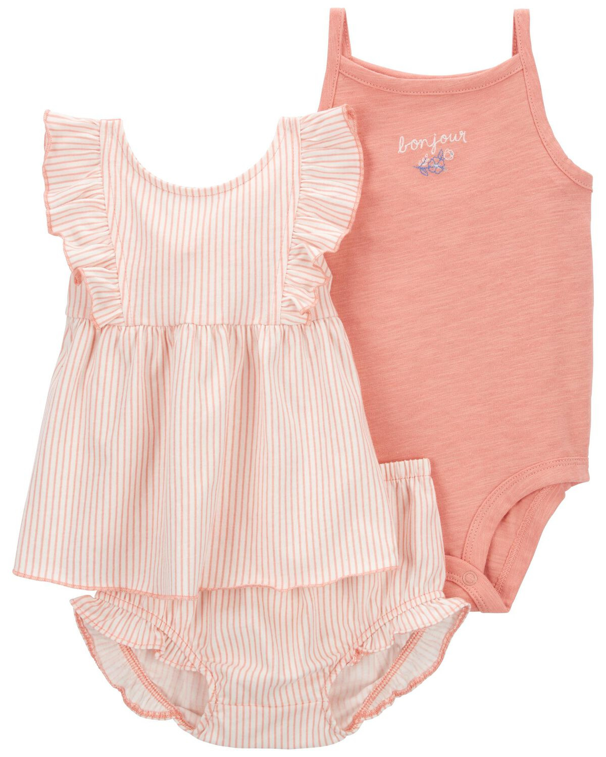 Pink Baby 3-Piece Striped Little Short Set | carters.com | Carter's