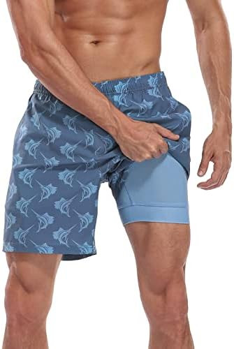 LRD Men's Swim Trunks with Compression Liner 7 Inch Inseam Quick Dry Swim Shorts | Amazon (US)