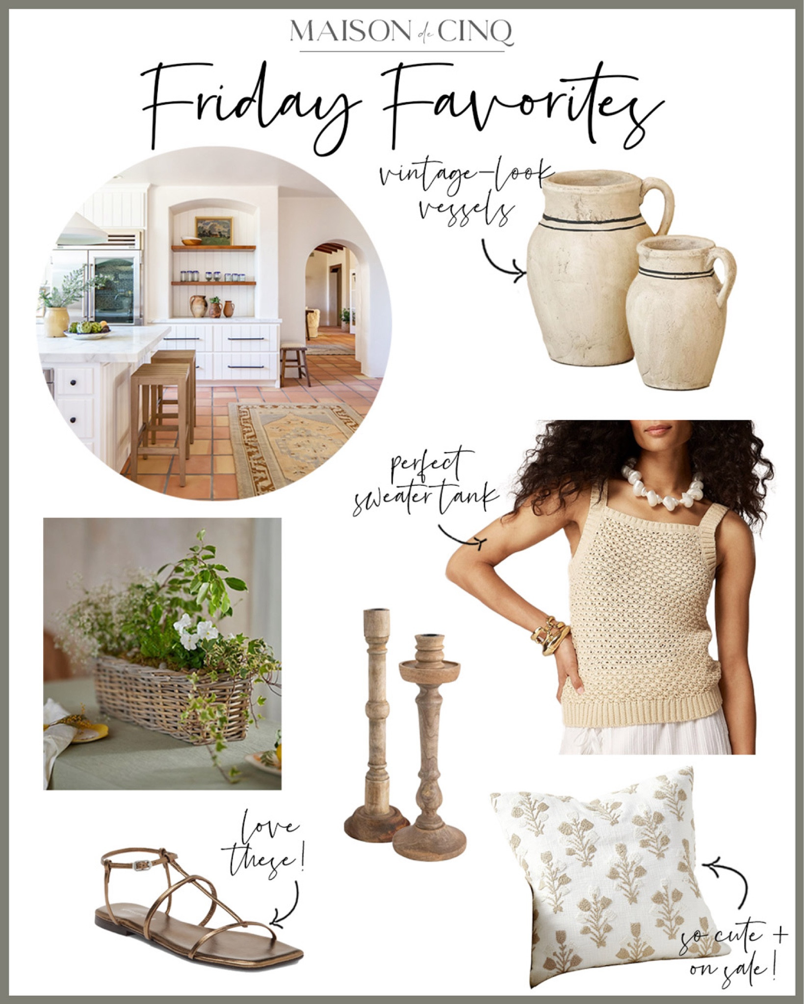 This week’s Friday Favorites include lots of Amazon finds like gorgeous vessels, the cutest sweater tank, strappy sandals, beachy sweaters, PB pillows on sale, and so much more!

#summerdecor #homedecor #planter #candleholders #throwpillow #summersandals 

#LTKFindsUnder50 #LTKHome #LTKSeasonal