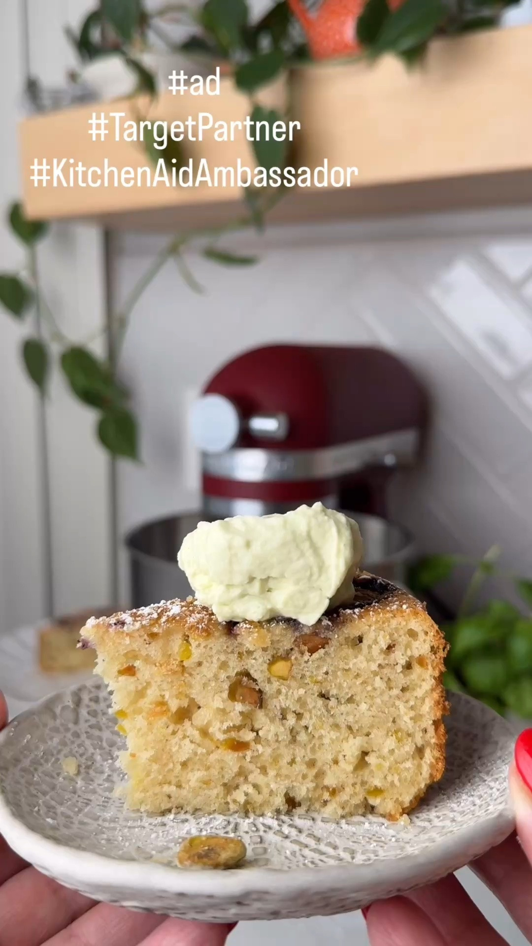 #ad Olive Oil Fig Pistachio Cake

I’m excited to partner up with  @target and @kitchenaidusa to bring you this cozy fall recipe.

The new KitchenAid® Artisan Plus Mixer is a game changer for this baking season. Featuring all stainless steel attachments, a stainless steel bowl with a handle and precision speed control, makes baking a breeze. #targetpartner #KitchenAidAmbassador 

For the cake
1/4 cup olive oil
1/2 cup yogurt
1 egg
1 teaspoon vanilla extract
1/4 cup milk
3/4 cup granulated sugar
1 cup flour
1 teaspoon baking powder
1/4 teaspoon baking soda
1/2 teaspoon salt
1/4 cup chopped pistachios
Fresh figs for decorating 
Whipped cream
1 cup heavy whipping cream 
4 oz mascarpone cheese
1/4 cup pistachio cream
Vanilla extract
1/4 cup powdered sugar

Instructions:

Using your KitchenAid® Artisan Plus Mixer paddle attachment combine the olive oil, egg, yogurt and vanilla and mix well for about 3 minutes on medium speed.

Add the rest of the ingredients, except the figs and mix for a batter forms.
Slice some figs.

Preheat the oven to 350°F. Place batter in a greased 6 inch cake pan, decorate with sliced figs and bake for 35 minutes.

Allow the cake to cool down for 30 minutes.

Make the whipped cream:
Combine all the ingredients in your KitchenAid® Artisan Plus Mixer on medium speed for about 2 minutes until soft peak forms.

Serve on top of the cake and decorate with fresh figs.

#LTKfoodie #LTKHome