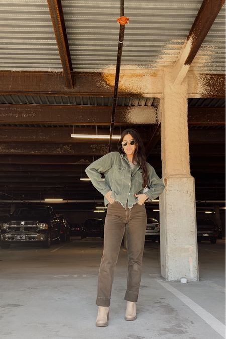Earthy tones casual fit! Paired this adorable distressed corduroy jacket and brown denim pants - these pants are on sale now! 

#LTKfindsunder50 #LTKstyletip #LTKsalealert
