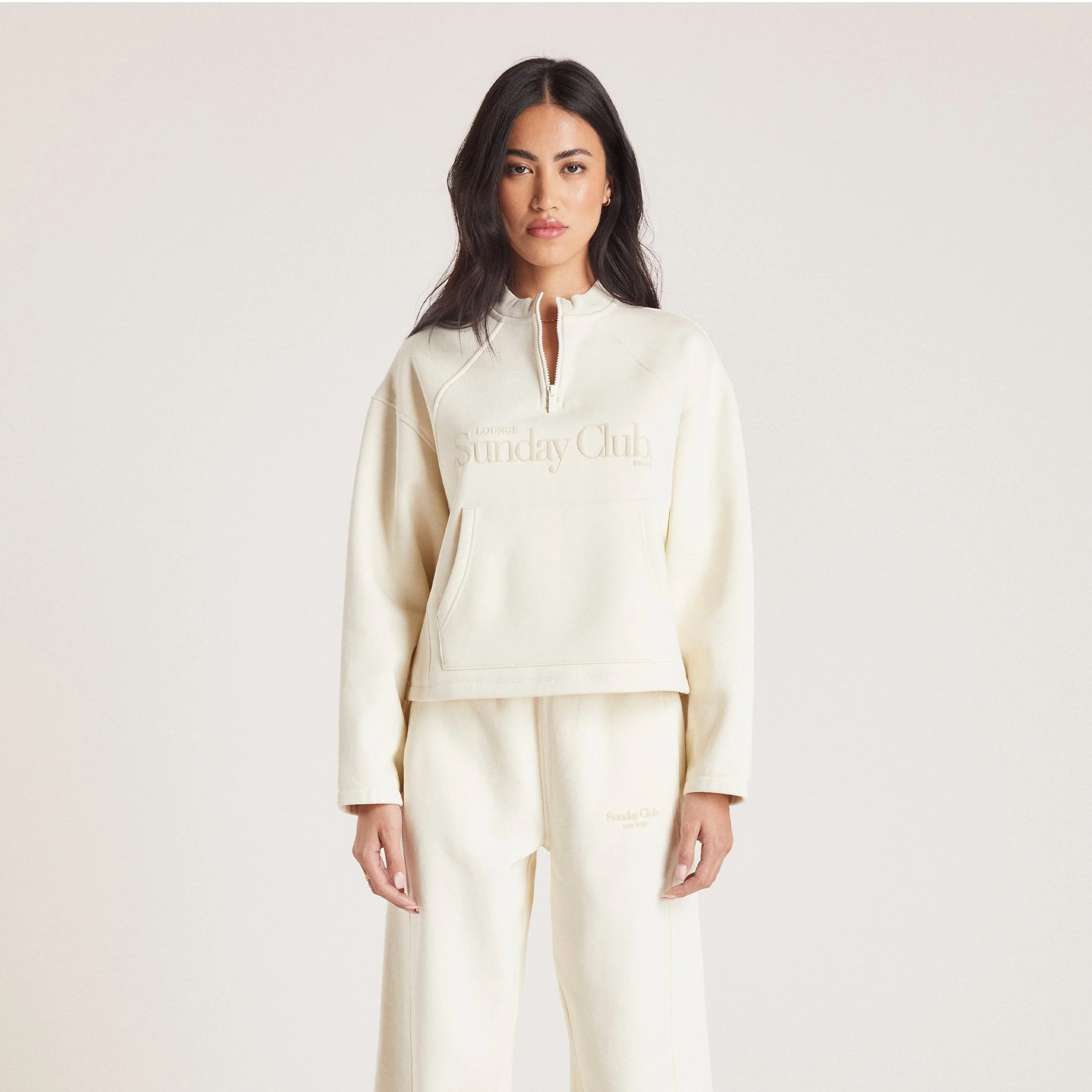 Quarter Zip Jumper - Tofu | Lounge UK