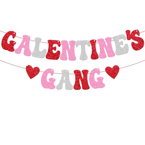 Galentine's Gang Banner Happy Valentines Day Party Decorations for Girl Lady Women Happy Galentine's Day Bachelorette Floral Bridal Shower Anniversary Party Supplies | Amazon (US)