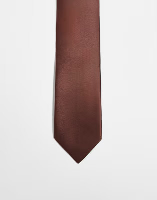ASOS DESIGN satin tie in brown | ASOS | ASOS (Global)
