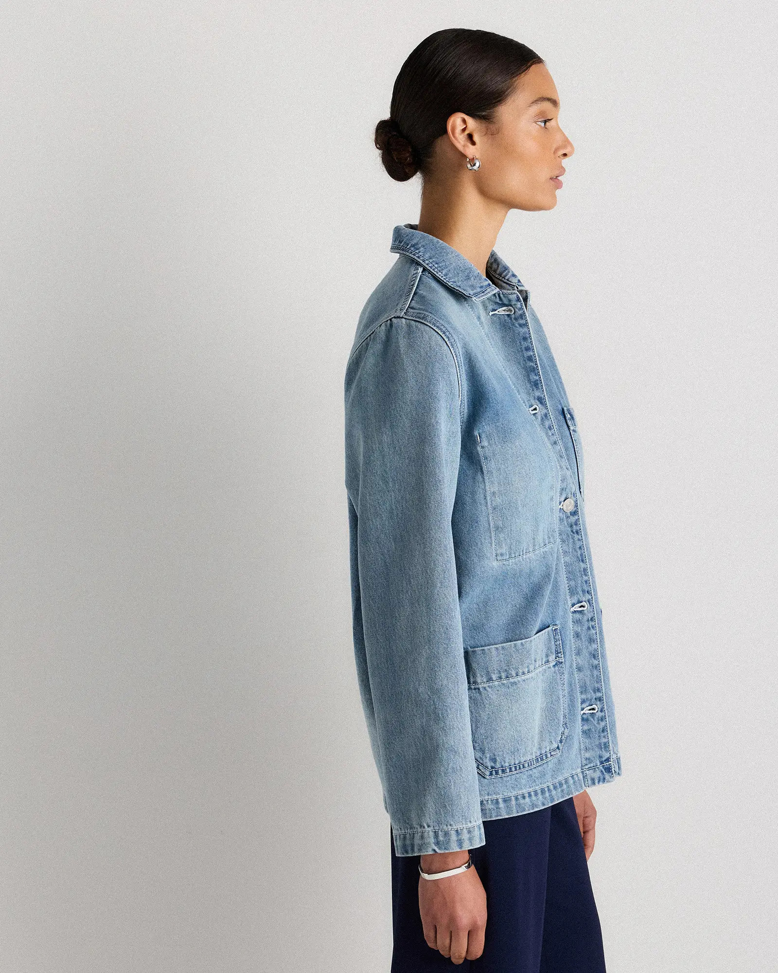 100% Organic Cotton Denim Chore Jacket in Indigo Blue | Quince
