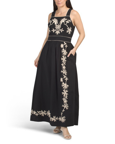 Sleeveless Embroidered Maxi Dress for Women | Cotton | Marshalls