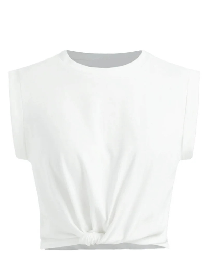 Demotime Women's Tank Tops Ivory l Casual Sleeveless Crew Neck Summer Workout T-shirts | Walmart (US)