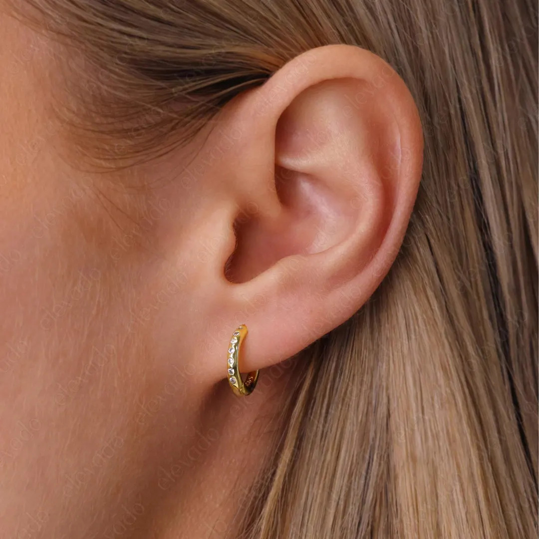18G Paved Hoop Earrings • Tragus Earrings • Tiny Hoop Earrings • Cartilage Hoop Earrings ... | Etsy (US)