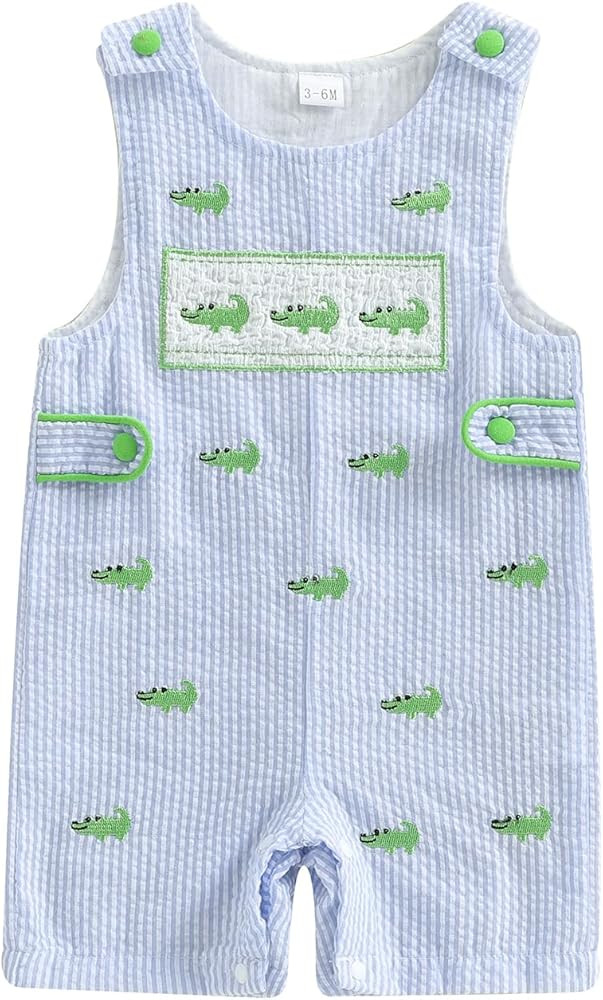 Yoawdats Newborn Baby Boy Girl Clothes Stripes Sleeveless Duck Embroidery Overall Romper Cute Inf... | Amazon (US)