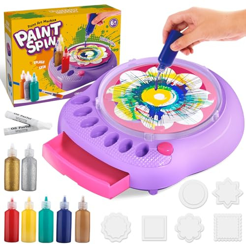 Arts and Crafts for Kids Ages 4-8,Paint Spin Art Machine Kit,Art Craft Set for 6-9 Year Old,Cool Painting Spinner Toys Kits Set,Art Supplies Birthday Gifts for Boy Girl Ages 6 7 8 9 10 11 12 Purple | Amazon (US)