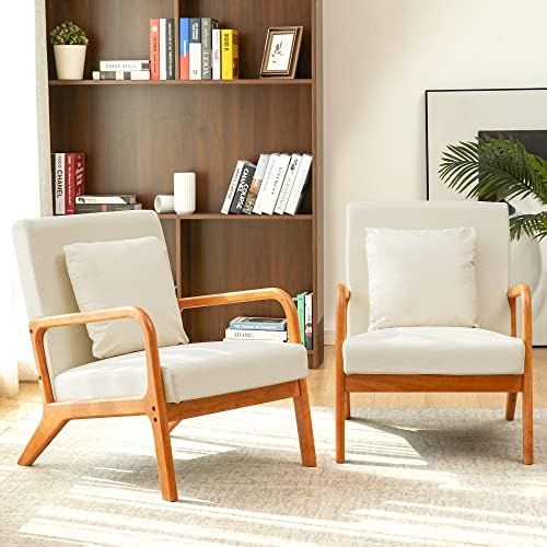 WACASA Mid-Century Modern Accent Chair,Fabric Lounge Boho Side Chair for Living Room Bedroom, Rea... | Amazon (US)