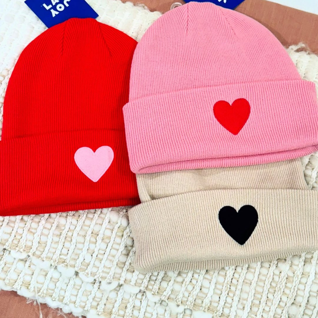Women's Valentine's Day Embroidered Heart Knit Beanie - JoyLab™ | Target