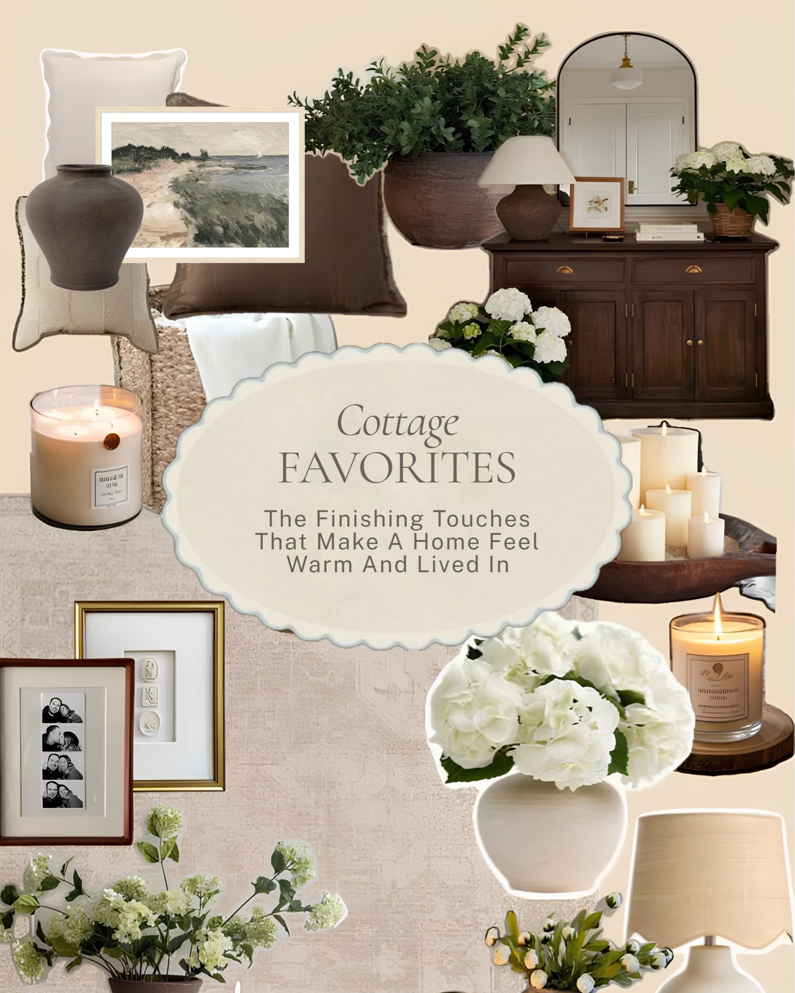 It's always the finishing touches ✨ 

A moody ceramic vase, a chunky candle arrangement, white hydrangeas, a framed photo moment, a coastal landscape print, and all the soft, layered details that make a home feel like it actually belongs to someone. 

All linked here 🤍 

#LTKhome