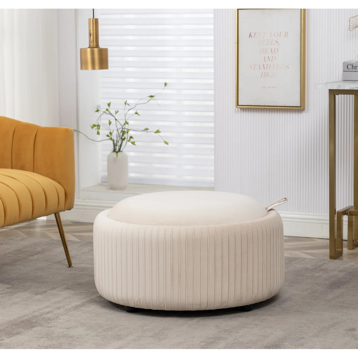 Savinien Upholstered Round Storage Ottoman | Wayfair North America