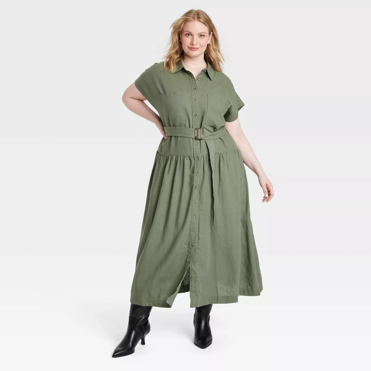 Women's Short Sleeve Belted Midi Shirtdress - Universal Thread™ | Target