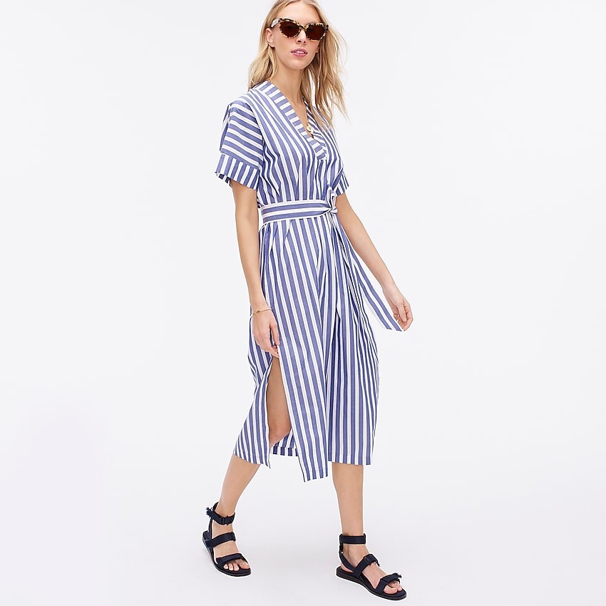 Cotton poplin maxi dress in awning stripe | J. Crew US