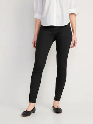 Mid-Rise Wow Super-Skinny Black-Wash Jeggings for Women | Old Navy (US)