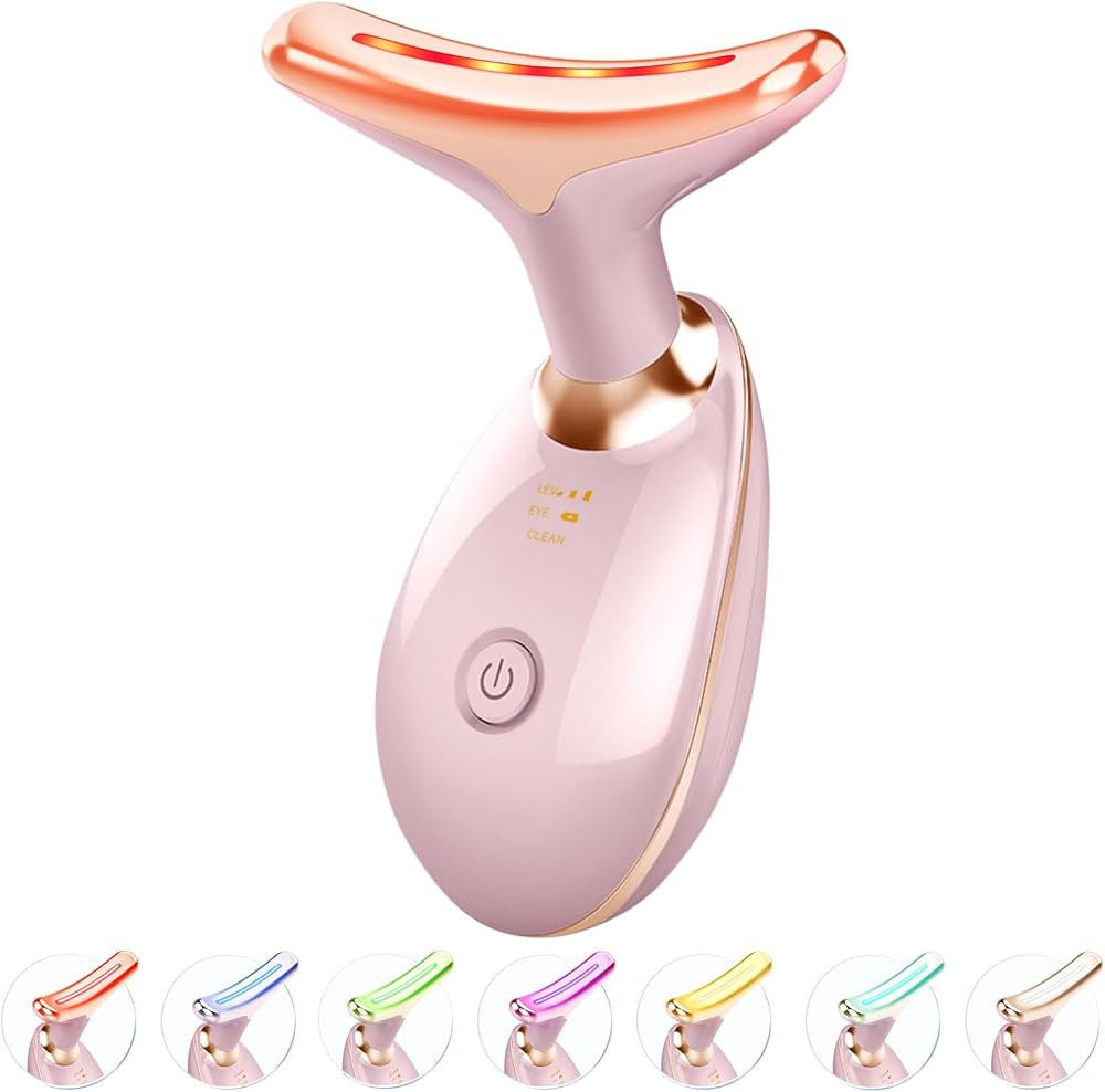 7-in-1 Skin Care Tools, Face Care, Face Neck Massager for Skin Care Routine at Home, Glossy Pink | Amazon (US)