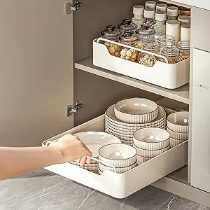 Pull Out Cabinet Organizer Fixed with Adhesive Nano Film, Heavy Duty Slide Out Pantry Shelves, Ho... | Amazon (US)