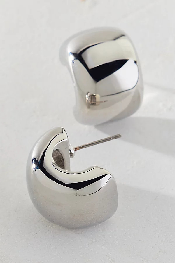 Brooklyn Chunky Hoop Earring in Silver, Women's at Urban Outfitters | Urban Outfitters (US and RoW)