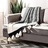 Safavieh Home Tensley Black and Natural Tassel Throw Blanket, 50" x 60 | Amazon (US)