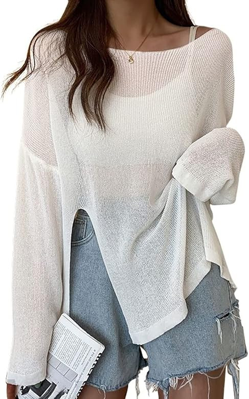 Bsubseach Women Crochet Swimsuit Cover Up Sheer Bikini Beach Tops Sexy Mesh Summer Outfit | Amazon (US)