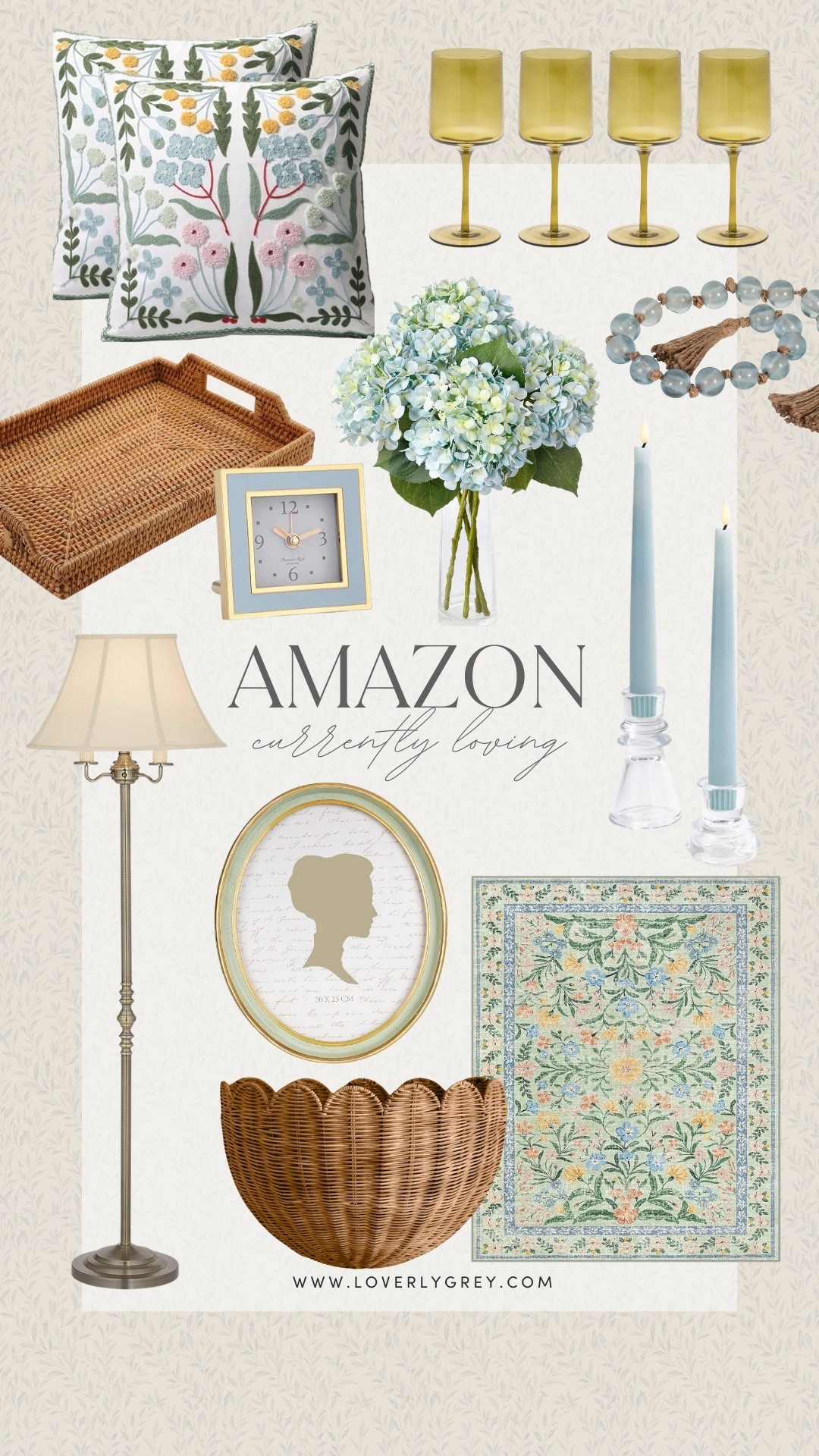 Amazon home decor finds I am currently! The dark woven basket, blue beads for a table scape, and faux flowers are stunning for a home refresh. I also love the patterned rug, tall lamp, and throw pillows for a living room revamp. 

#LTKSeasonal #LTKFindsUnder100 #LTKHome