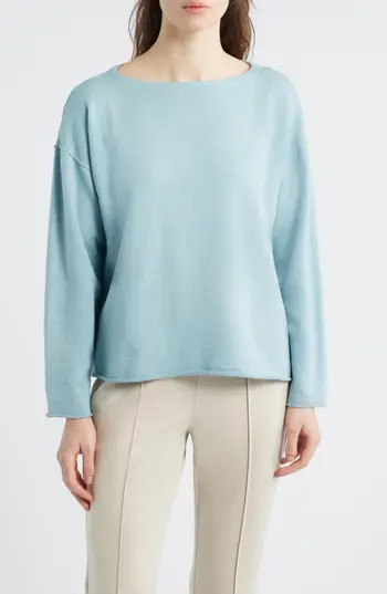 Eileen Fisher Bateau Neck Boxy Top in Seafoam at Nordstrom Rack, Size X-Large | Nordstrom Rack
