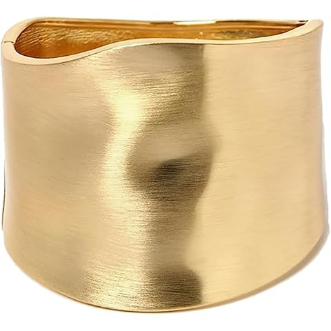 Bangle Bracelets for Women | 14K Gold Plated Trendy Wide Bracelets | Hinged Arm Cuff Bangles Chun... | Amazon (US)