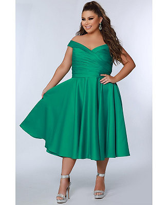 Women's Off-The-Shoulder Pleated Plus Size Party Dress | Macy's