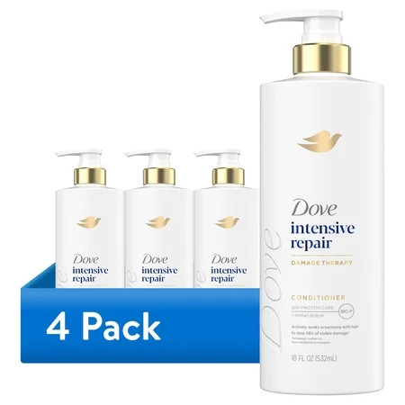 (4 pack) Dove Conditioner for Damaged Hair Intensive Repair with Bio-Protein Care Technology and Amino Serum, 18 Fl Oz | Walmart (US)