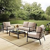Right2Home Slat Back 4 Pc Metal Set Outdoor Furniture, Black | Amazon (US)