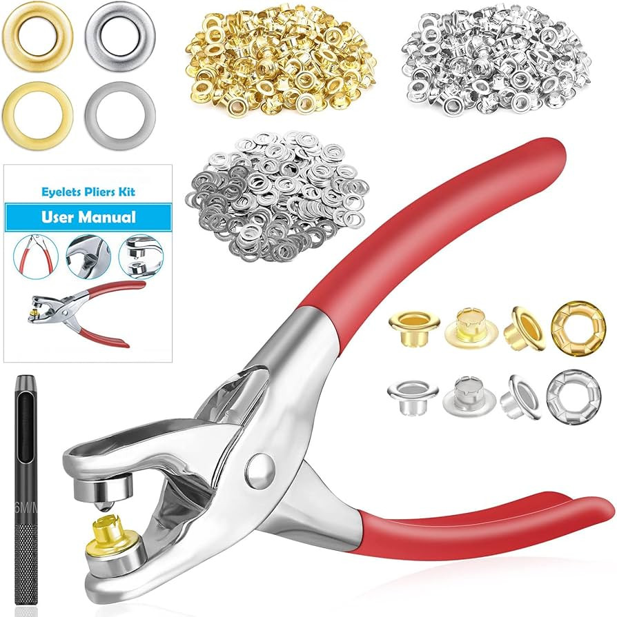 803Pcs Grommet Eyelet Pliers Kit, 1/4 Inch 6mm Grommet Tool Kit with 800 Metal Eyelets with Washe... | Amazon (US)