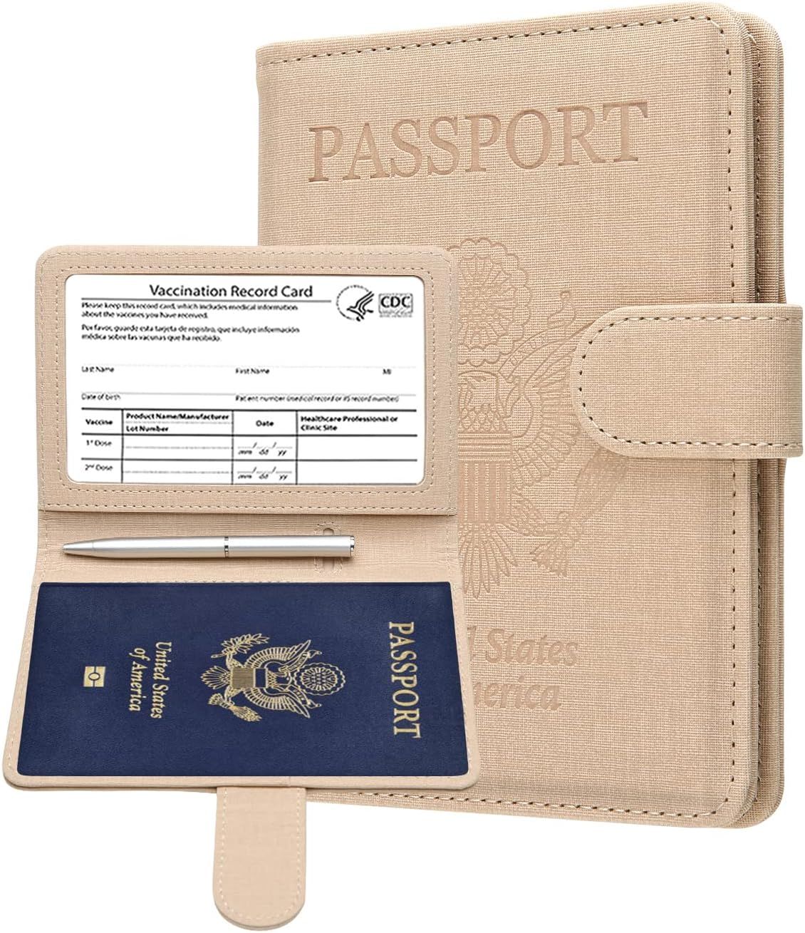 MCmolis Passport and Vaccine Card Holder Combo,RFID Blocking Leather Cover Case Travel Documents ... | Amazon (US)
