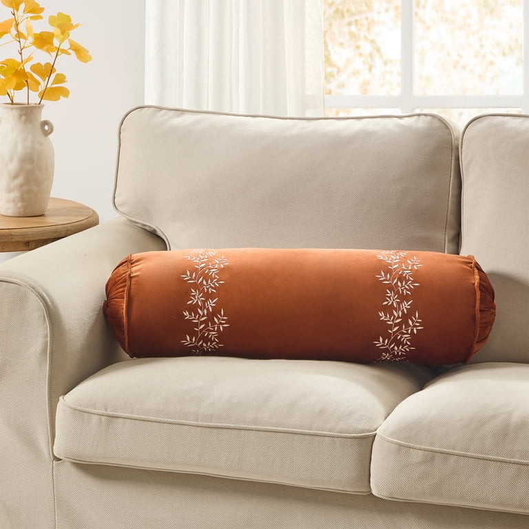 My Texas House 8" x 24" Ginger Button Ruched Velvet Bolster Decorative Pillow | Walmart (US)