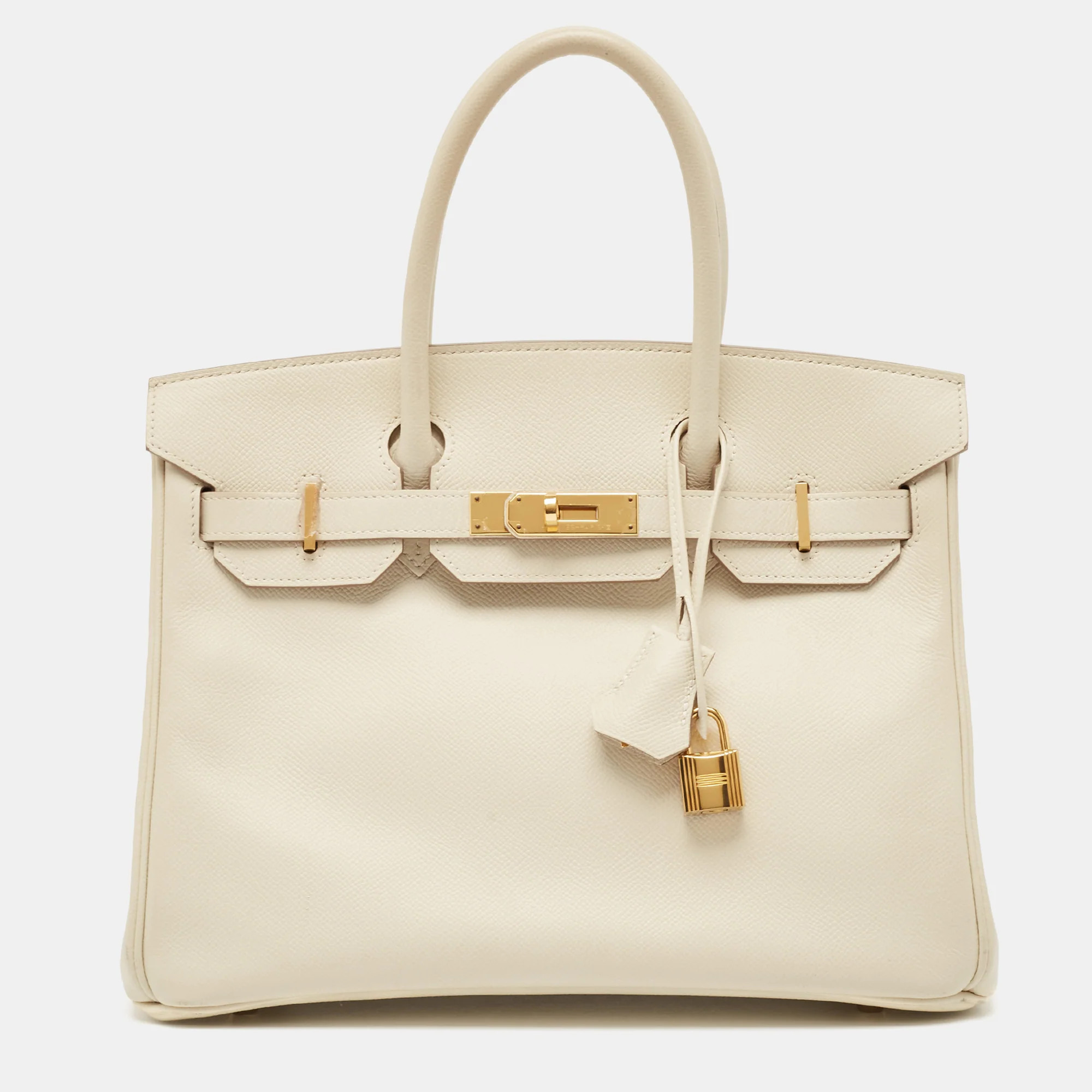 Hermes Craie Epsom Leather Gold Finish Birkin 30 Bag | Shop Simon