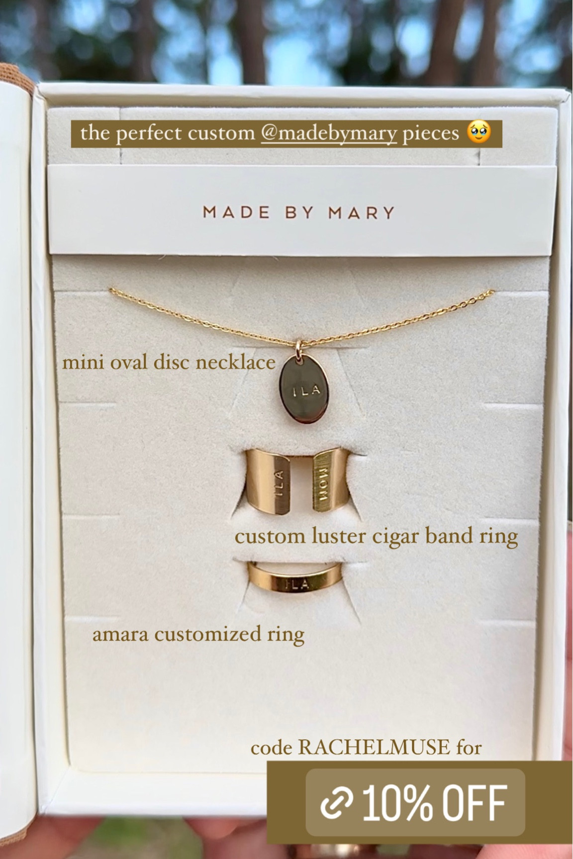 newest jewelry with our sweet daughter’s name all over💛 seriously some of the best quality custom pieces from Made by Mary 

This is the perfect gift or even surprise stocking stuffer for moms and moms-to-be for the holidays
🥹use code RACHELMUSE for 15% 

Jewelry | necklace | rings | gold accessories | custom jewelry | gifts for mom | maternity | pregnancy | 

#LTKGiftGuide #LTKHolidaySale #LTKbaby