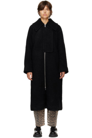 GANNI - Black Zip-Up Coat | SSENSE