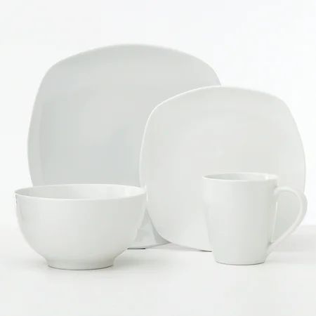 Safdie & Co. 16-Piece Metric Soft Sqaure Porcelain Dinnerware Set White | Walmart (US)