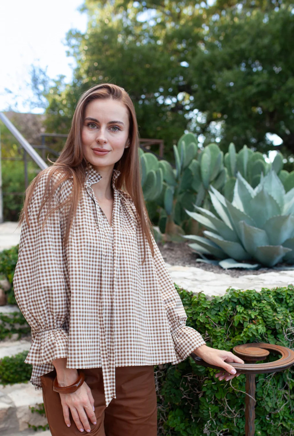Juliette Top - Gingham Tudor Brown | Quiet Culture