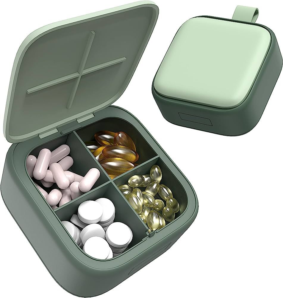 Pill Container Small Pill Box - Travel Pill Organizer Pretty Pill Case for Purse Daily Pill Holde... | Amazon (US)