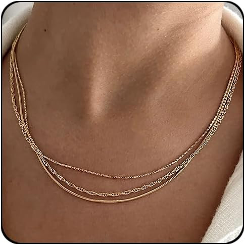 CONRAN KREMIX Waterproof Gold Necklace Layered Necklaces for Women Non Tarnish,18k Gold Plated St... | Amazon (US)