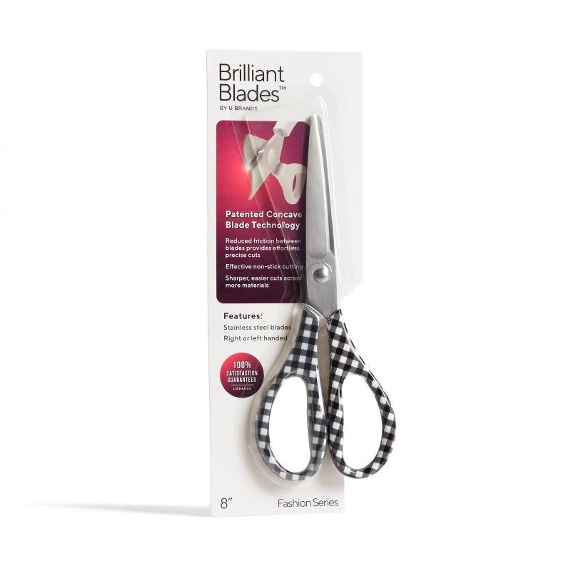 U Brands 8" Brilliant Blades Scissors Black Gingham | Target