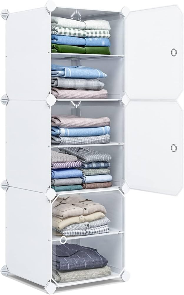 MAGINELS 3-Cube Storage Organizer, Stackable Cubby Shelf, Easy Assemble, Closet Organizers with D... | Amazon (US)